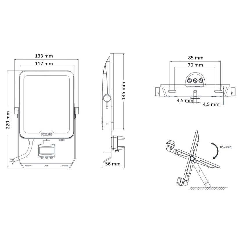 Philips - Proiettore LED con sensore di movimento e sensore crepuscolare LEDINAIRE ALL-IN LED/30W/230V 3000/4000/6500K IP65