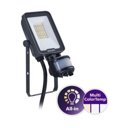Philips - Projecteur LED LEDINAIRE ALL-IN avec capteur de mouvement et capteur crépusculaire LED/10W/230V 3000/4000/6500K IP65