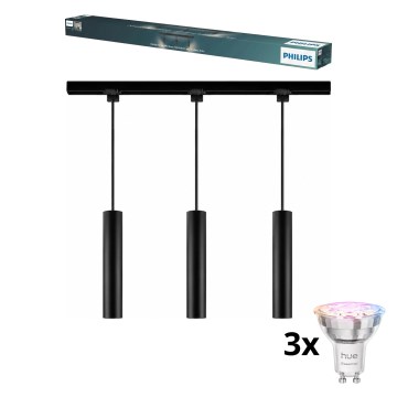 Philips - LED RGBW dimmbare Pendelleuchte am Seil im Schienensystem EASYLINK HUE 3xGU10/4,7W/230V 2200-6500K 1m schwarz