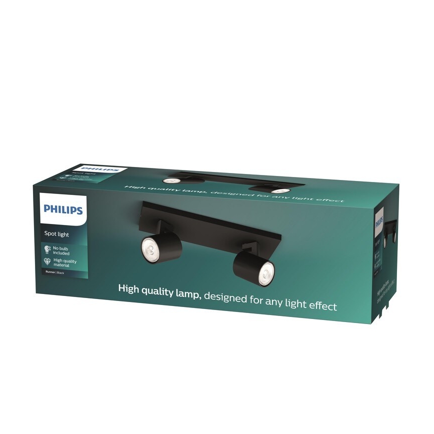 Philips - LED RGBW dimmbarer Einbau-Spot RUNNER 2xGU10/6,5W/230V 2700-6500K schwarz