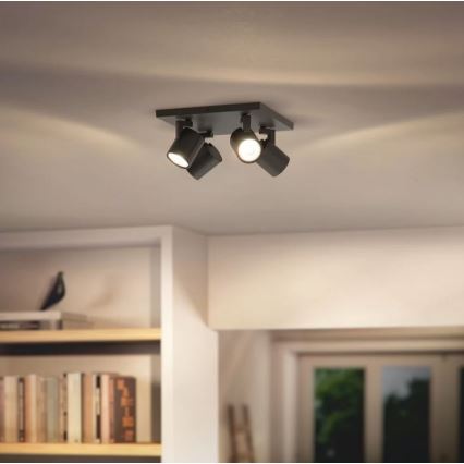 Philips - LED RGBW dimmbarer Deckenspot RUNNER 4xGU10/6,5W/230V 2700-6500K schwarz