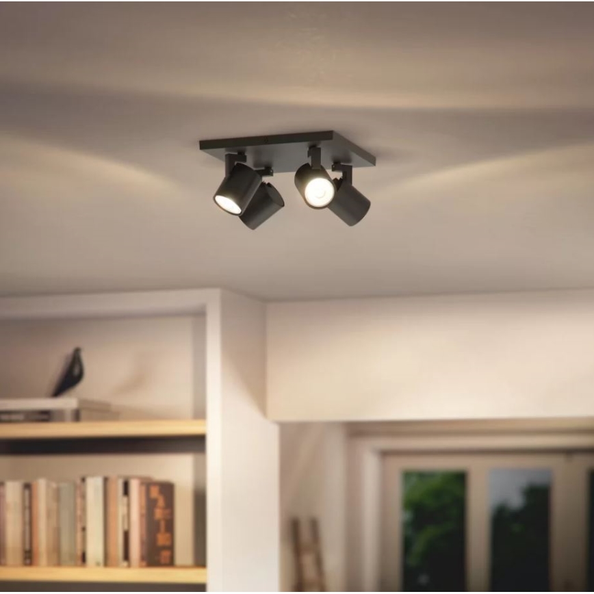 Philips - LED RGBW dimmbarer Deckenspot RUNNER 4xGU10/6,5W/230V 2700-6500K schwarz
