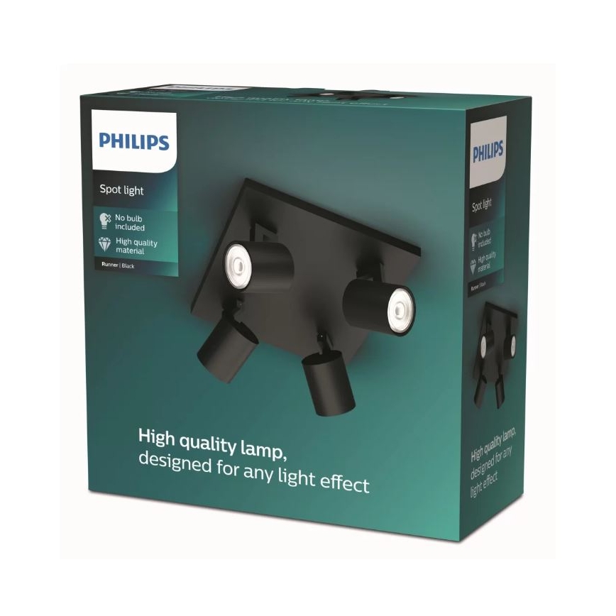 Philips - LED RGBW dimmbarer Deckenspot RUNNER 4xGU10/6,5W/230V 2700-6500K schwarz