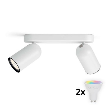 Philips - LED RGBW dimmbarer Einbaustrahler PONGEE 2x GU10/4,8 W/230 V 3000 K weiß + Fernbedienung