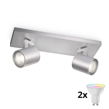 Philips - LED RGBW dimmbarer Einbaustrahler RUNNER 2xGU10/6,5W/230V 2700-6500K mattchrom