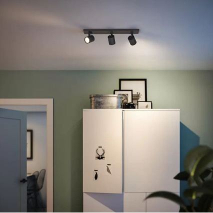 Philips - LED RGBW dimmbarer Einbaustrahler RUNNER 3xGU10/6,5W/230V 2700-6500K schwarz