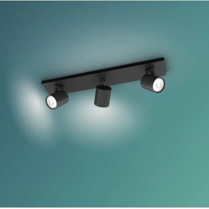 Philips - LED RGBW dimmbarer Einbaustrahler RUNNER 3xGU10/6,5W/230V 2700-6500K schwarz