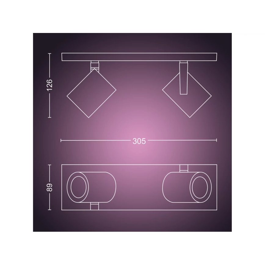Philips - LED RGBW Faretto dimmerabile Hue ARGENTA 2xGU10/4,2W/230V 2000-6500K