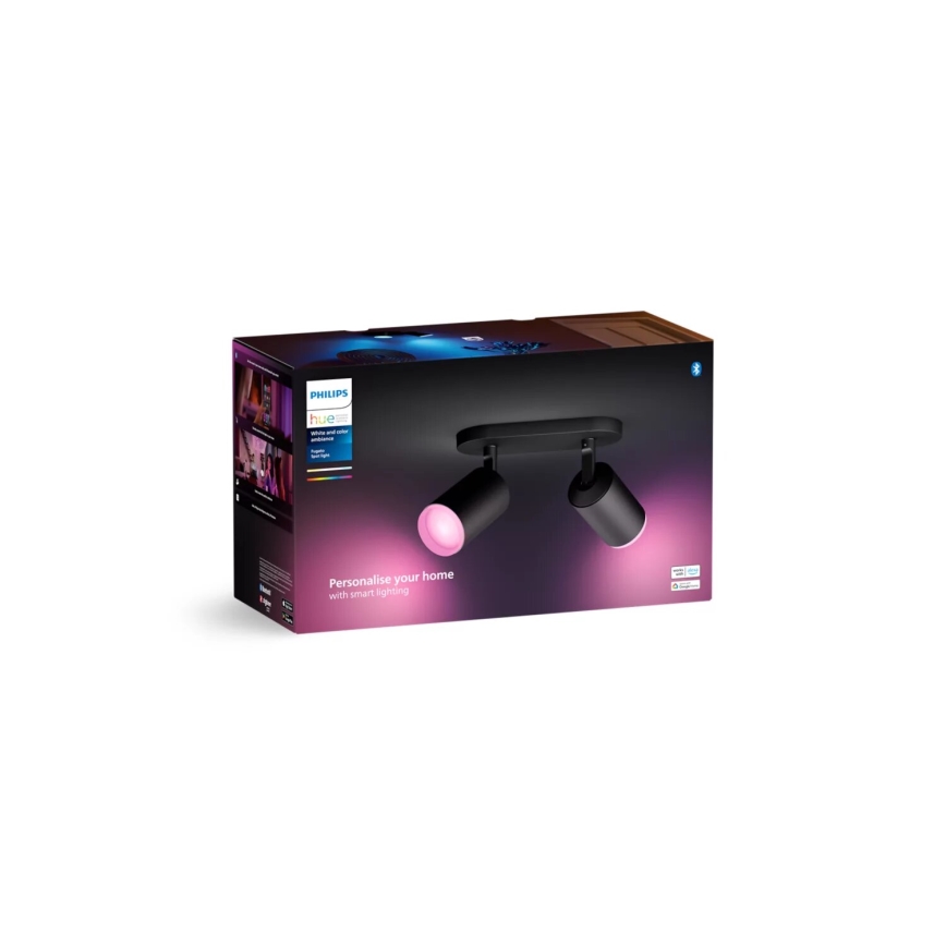 Philips - LED RGBW Faretto dimmerabile Hue FUGATO 2xGU10/4,2W/230V 2000-6500K nero