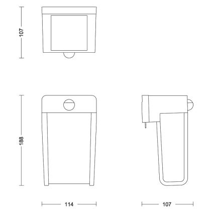 Philips - LED Solar-Wandleuchte mit Sensor SHROUD LED/2,3W/3,7V 600 mAh IP44