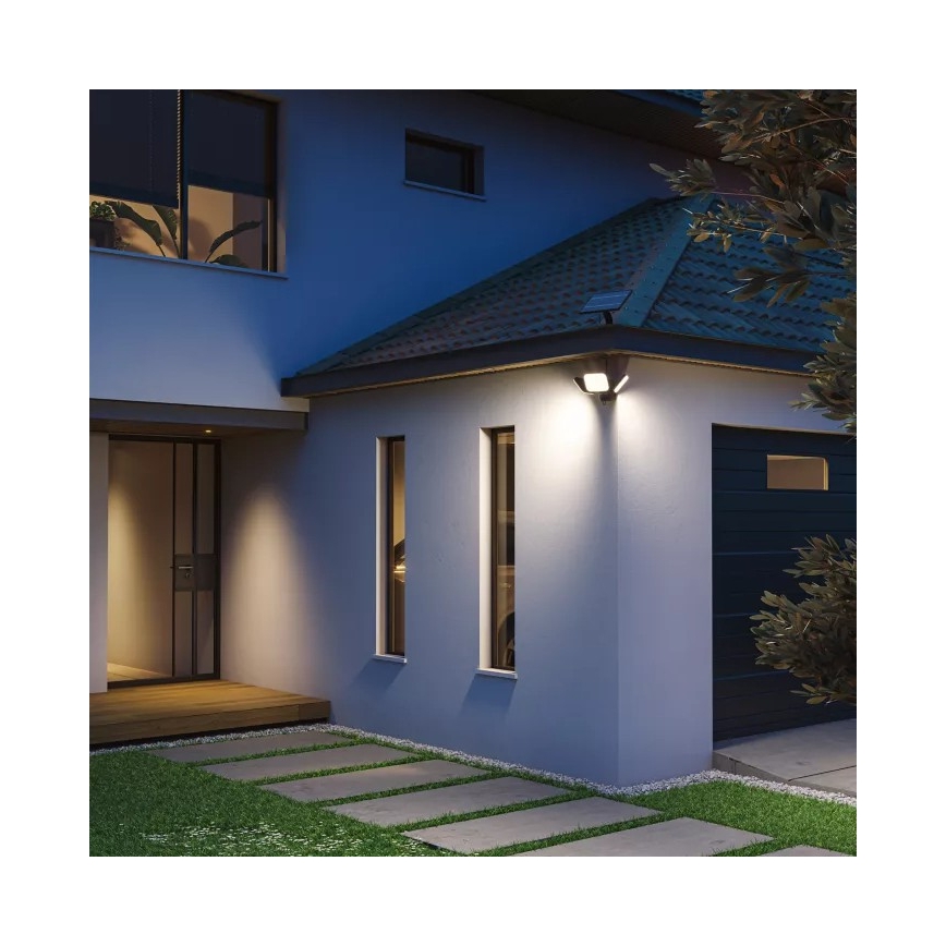 Philips - LED Solar-Wandleuchte mit Sensor ZYREN LED/24,5W/3,7V 2600 mAh 5000K IP65 schwarz