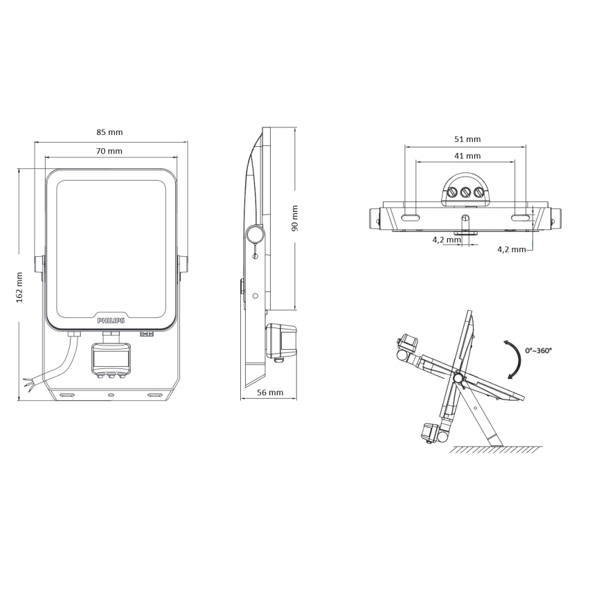 Philips - LED-Strahler mit Bewegungs- und Dämmerungssensor LEDINAIRE ALL-IN LED/10W/230V 3000/4000/6500K IP65
