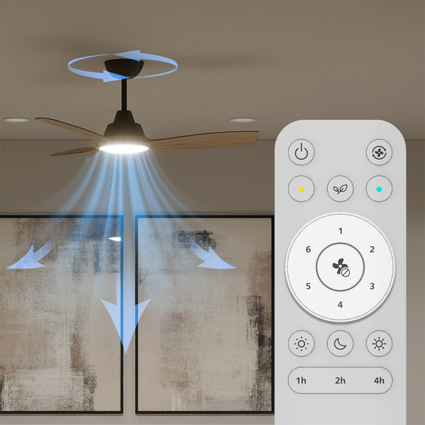 Philips - Ventilatore da soffitto LED dimmerabile OLAS LED/24W/230V Ø 106 cm nero/marrone + telecomando