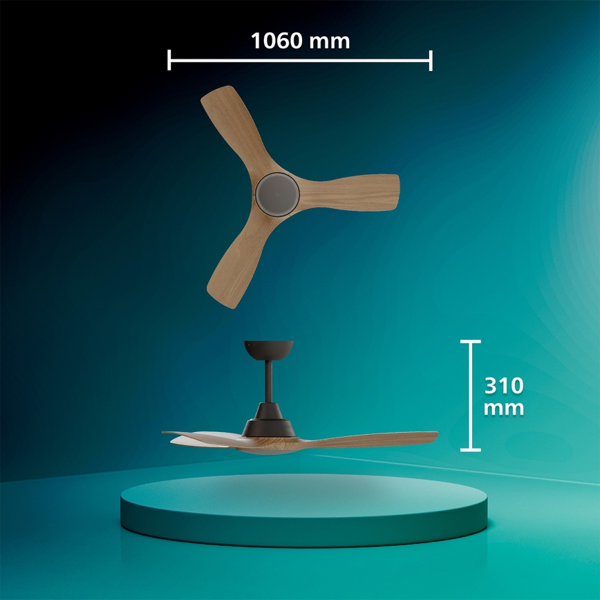 Philips - Ventilatore da soffitto LED dimmerabile OLAS LED/24W/230V Ø 106 cm nero/marrone + telecomando