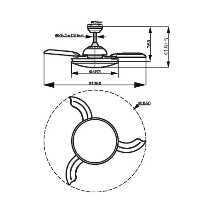 Philips - LED Ventilatore da soffitto LED/35W/230V 5500/4000/3000K + telecomando