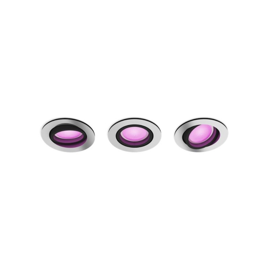 Philips - LOT 3x LED RGB Luminaire encastrable à intensité variable Hue CENTURA 1xGU10/5,7W/230V 2000-6500K