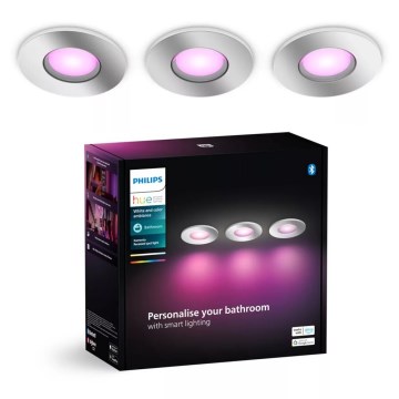 Philips - LOT 3x LED RGBW Spot encastrable salle de bain à intensité variable Hue XAMENTO 1xGU10/4,2W/230V IP44 2000-6500K