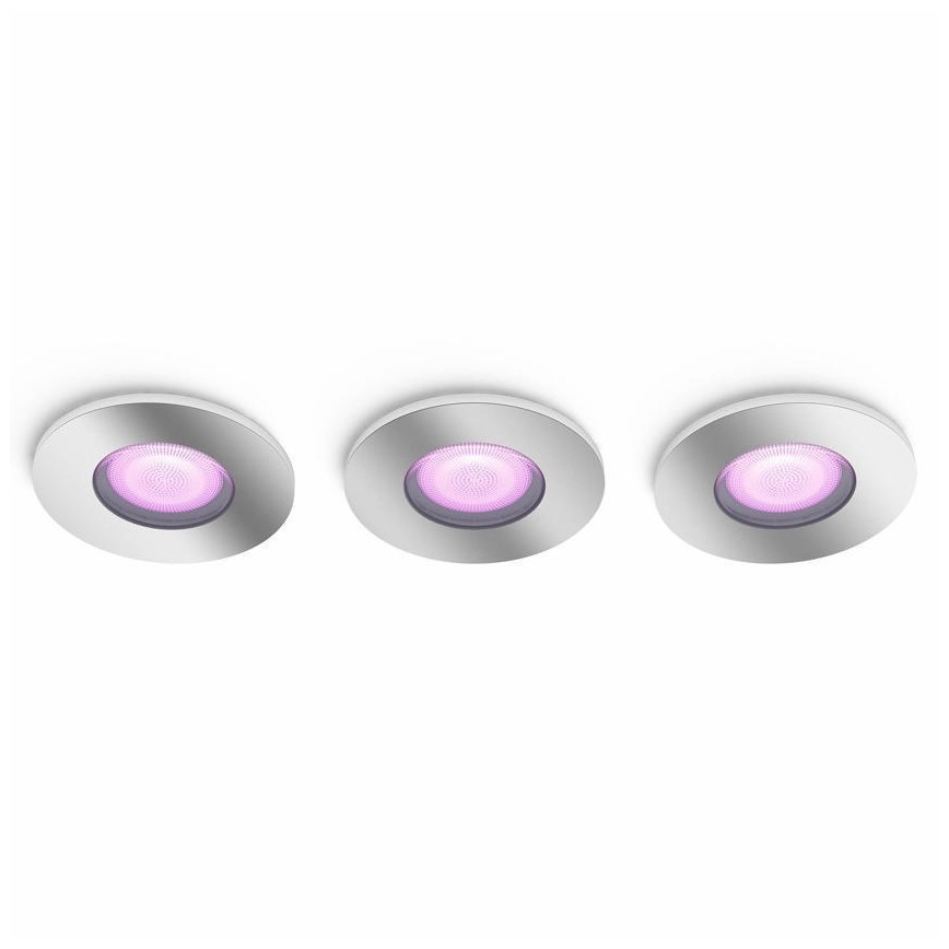 Philips - LOT 3x Luminaire de salle de bain LED RVB à intensité variable 1xGU10/5,7W/230V IP44 2000-6500K