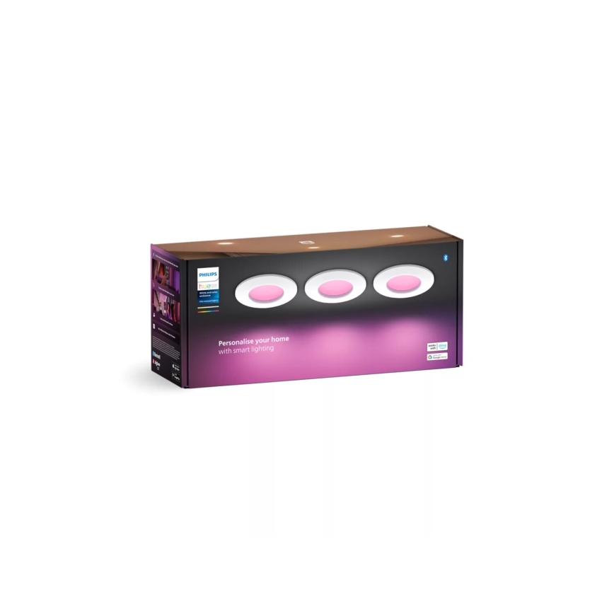 Philips - LOT 3x Spot encastrable LED RGBW salle de bain à intensité variable Hue SLIM LED/8,3W/230V IP44 2000-6500K