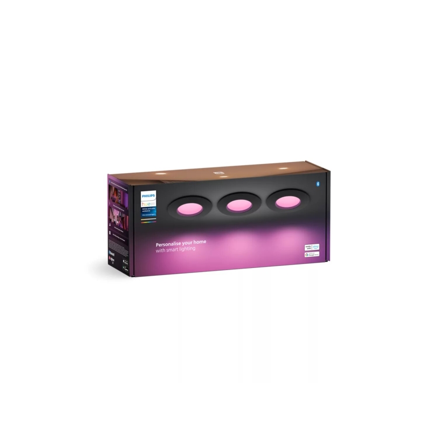 Philips - LOT 3x Spot encastrable LED RGBW salle de bain à intensité variable Hue SLIM LED/8,3W/230V IP44 2000-6500K