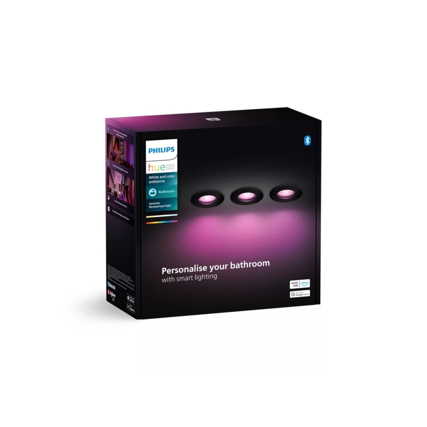 Philips - LOT 3x Spot encastrable LED RGBW salle de bain à intensité variable Hue XAMENTO 1xGU10/4,2W/230V 2000-6500K IP44