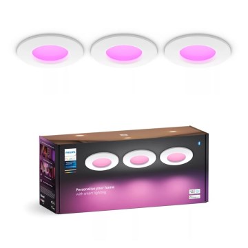Philips - LOT 3x Spot encastrable LED RGBW salle de bain à intensité variable Hue SLIM LED/8,3W/230V IP44 2000-6500K
