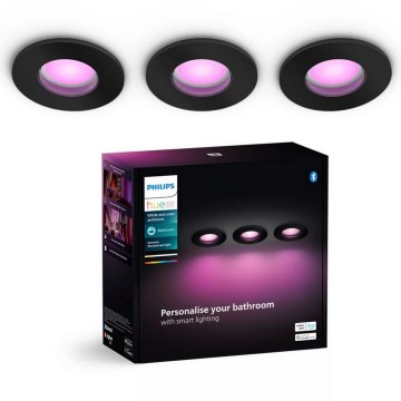 Philips - LOT 3x Spot encastrable LED RGBW salle de bain à intensité variable Hue XAMENTO 1xGU10/4,2W/230V 2000-6500K IP44