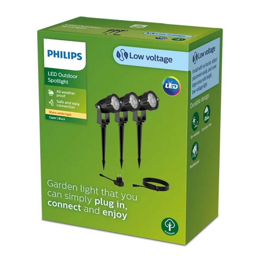Philips - LOT 3x Spot extérieur CASPER LED/1,5W/24/230V IP44