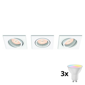 Philips - LOT 3x spots encastrables LED RGBW dimmables 1xGU10/4,8W/230V blanc + télécommande