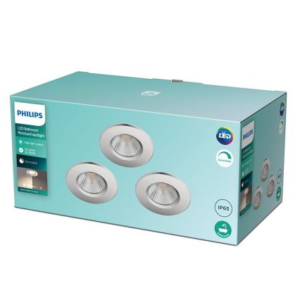 Philips - Lot de 3 luminaires LED dimmables pour salle de bains DIVE LED/5,5W/230V IP65