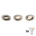 Philips - Lot de 3 spots encastrables LED RGBW dimmables 1xGU10/4,8W/230V chrome mat + télécommande