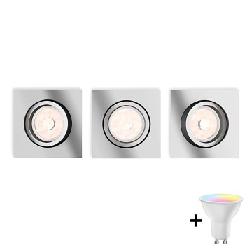 Philips - Lot de 3 spots encastrables LED RGBW dimmables DONEGAL 1xGU10/4,8W/230V + télécommande