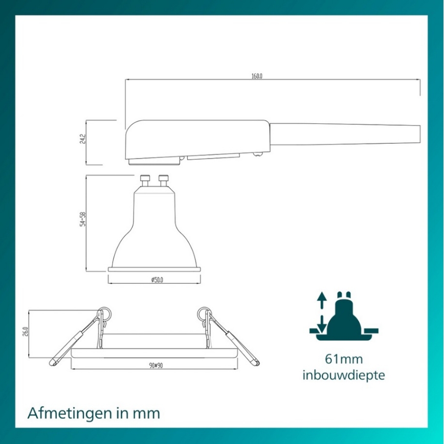 Philips - Lot de 3 spots encastrables PERIDOT 1xGU10/7W/230V, finition argentée