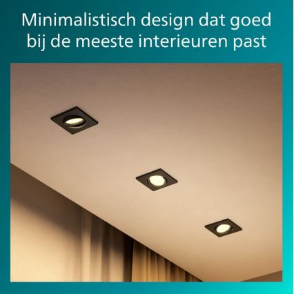 Philips - Lot de 3 spots encastrables PERIDOT 1xGU10/7W/230V noir