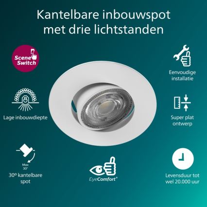 Philips - Lot de 3 spots encastrés LED dimmables CILANTRO LED/5W/230V 4000K blanc