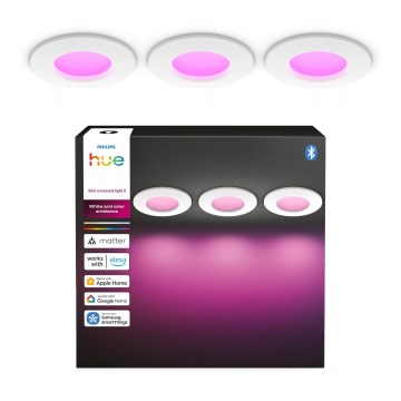 Philips - LOT DE 3 spots encastrés LED RGBW dimmables pour salle de bains Hue SLIM LED/8,3W/230V 1000-20000K blancs P44