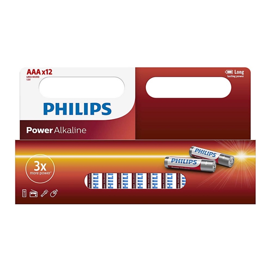 Philips LR03P12W/10 - 12 pc Pile alcaline AAA POWER ALKALINE 1,5V 1150mAh