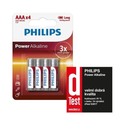 Philips LR03P4B/10 - 4 pc Pile alcaline AAA POWER ALKALINE 1,5V