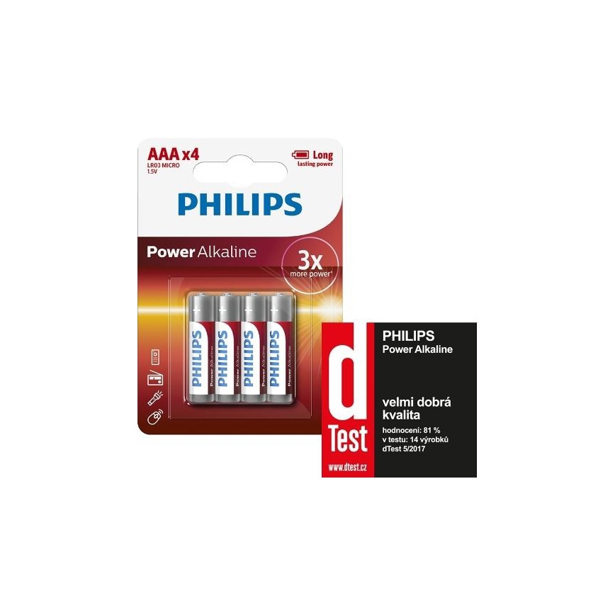 Philips LR03P4B/10 - 4 pc Pile alcaline AAA POWER ALKALINE 1,5V