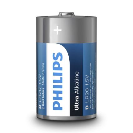 Philips LR20E2B/10 - 2 pz Batteria alcalina D ULTRA ALKALINE 1,5V 15000mAh