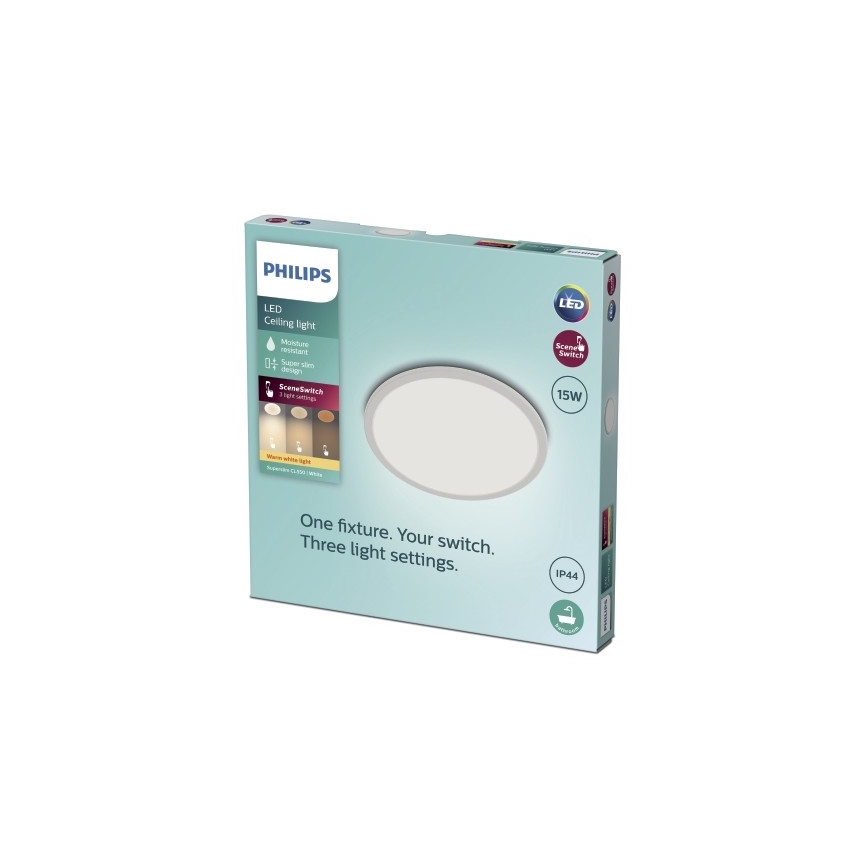 Philips - Plafonnier de salle de bain LED à intensité variable SCENE SWITCH LED/15W/230V IP44 2700K