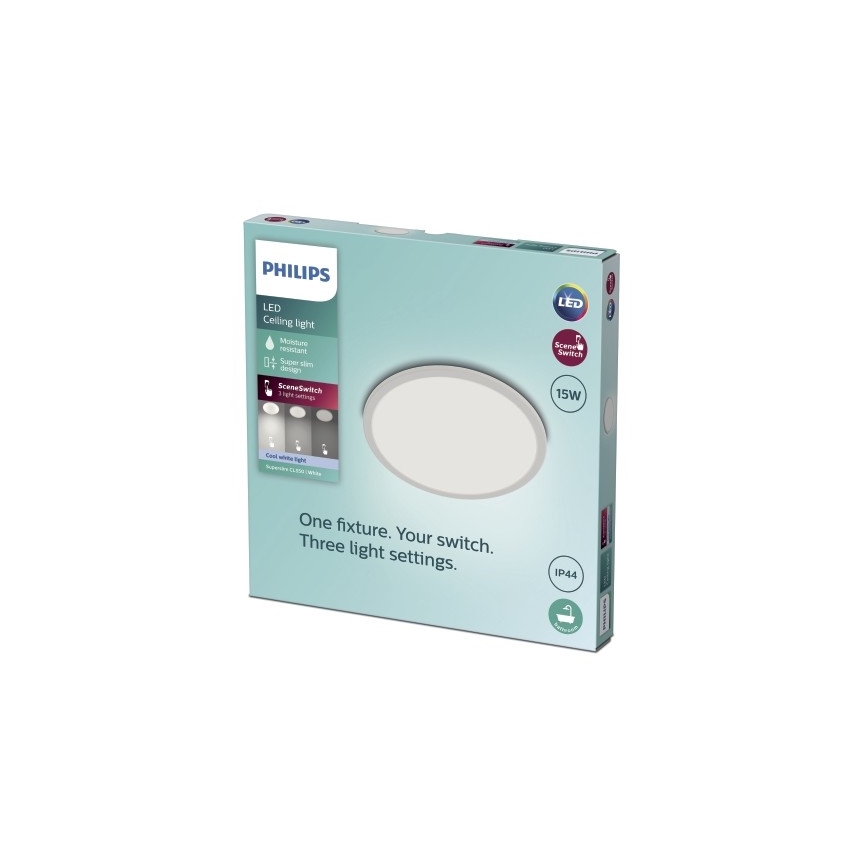 Philips - Plafonnier de salle de bain LED à intensité variable SCENE SWITCH LED/15W/230V IP44 4000K