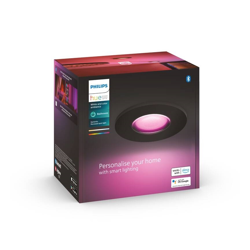 Philips - Luminaire encastré de salle bain LED RVBW  à intensité variable Hue XAMENTO GU10/5,7W/230V IP44 2200-6500K