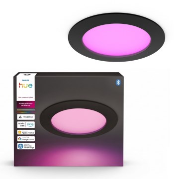 Philips - Luminaire encastré LED RGBW dimmable pour salle de bains Hue SLIM LED/12W/230V 1000-20000K noir IP44
