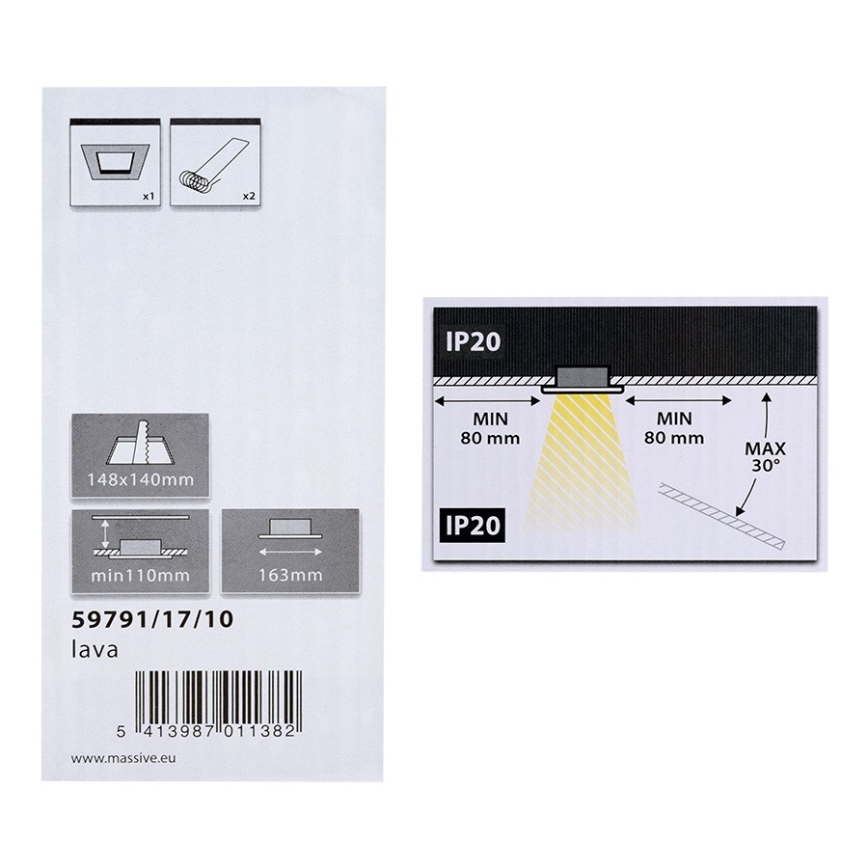 Philips Massive 59791/17/10 - Luminaire encastrable LAVA 2xE27/14W/230V