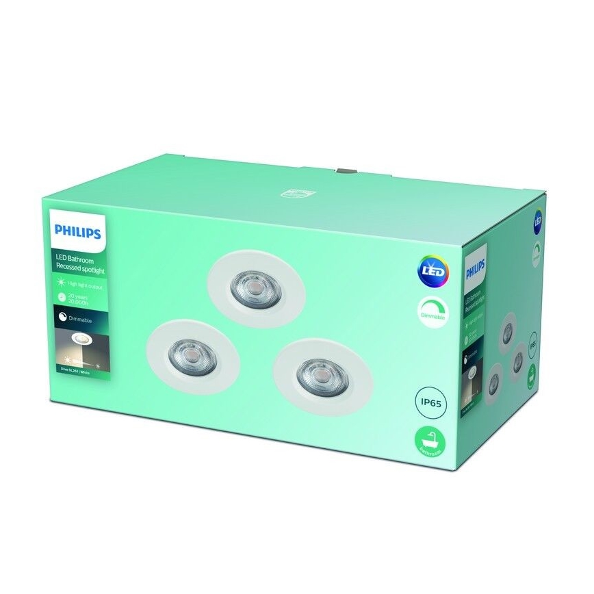 Philips - PACCO 3x Lampade da bagno LED dimmerabili LED/5W/230V 2700K IP65