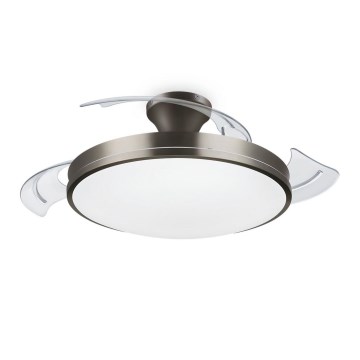 Philips-Plafoniera LED con ventilatore BLISS LED/35W/230V 5500/4000/2700K nichel + telecomando