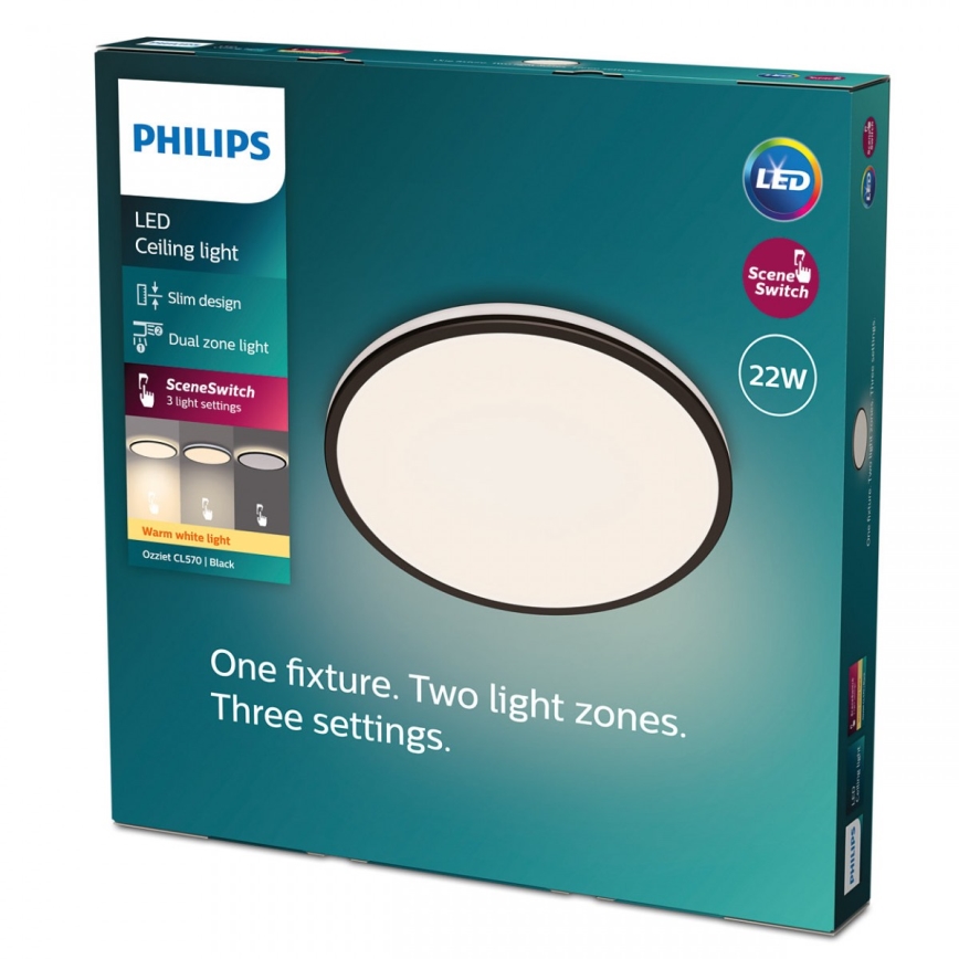 Philips - Plafoniera LED dimmerabile SCENE SWITCH LED/22W/230V diametro 40 cm 2700K nero