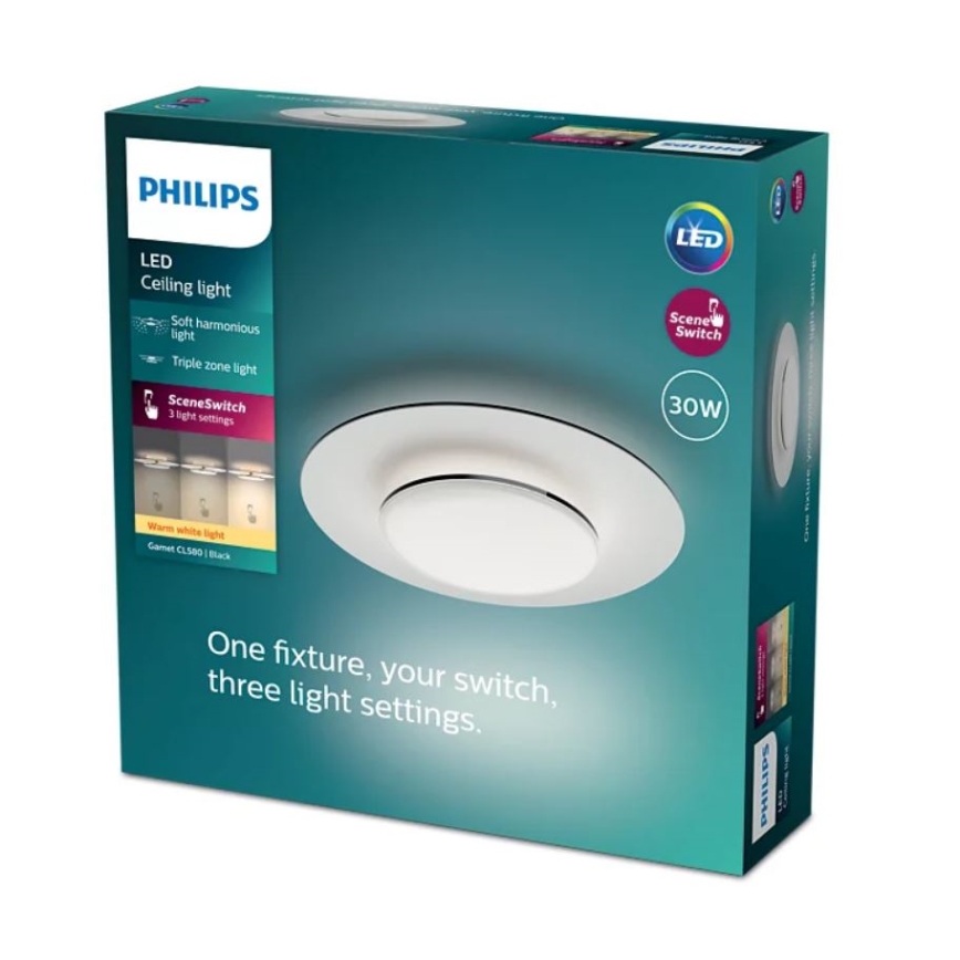 Philips- Plafonnier à intensité variable LED SCENE SWITCH LED/30W/230V 2700K noir
