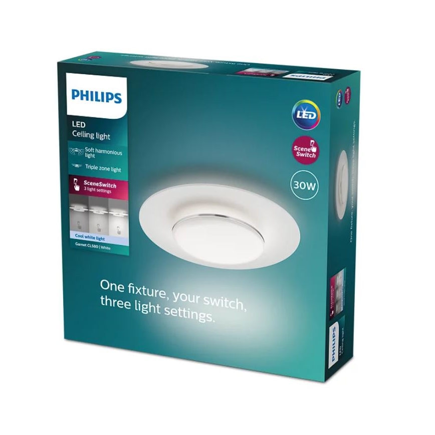 Philips- Plafonnier à intensité variable LED SCENE SWITCH LED/30W/230V 4000K argent